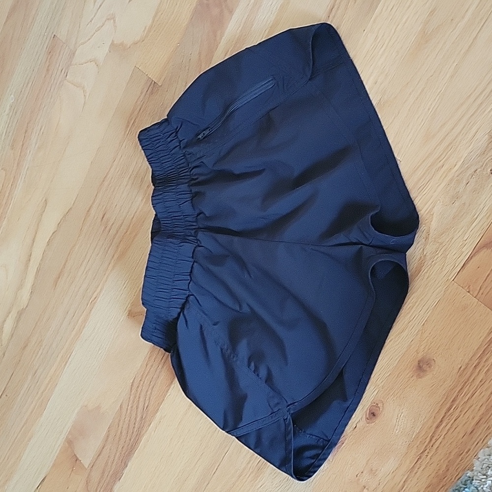 Black Elastic Waist Athletic Shorts